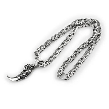 Byzantine Stainless Steel Wolf Claw Necklace 6.5mm Heavy-Duty Chain