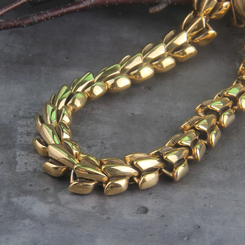 World Serpent 316L Stainless Steel Norse Necklace Protective Statement Chain