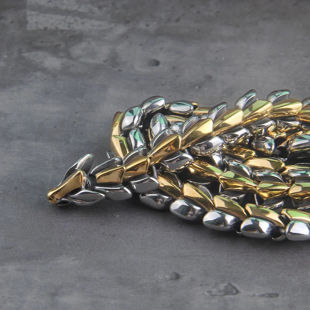 World Serpent 316L Stainless Steel Norse Necklace Protective Statement Chain