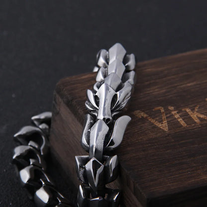 World Serpent Viking Bracelet 316L Stainless Steel Cuff Premium Gift