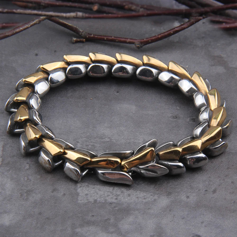 World Serpent Viking Bracelet 316L Stainless Steel Cuff Premium Gift