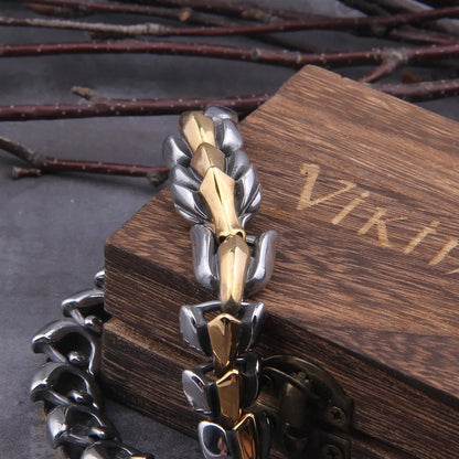 World Serpent Viking Bracelet 316L Stainless Steel Cuff Premium Gift
