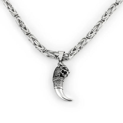 Byzantine Stainless Steel Wolf Claw Necklace 6.5mm Heavy-Duty Chain