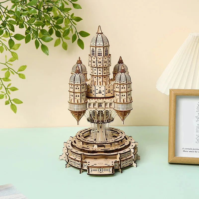 Estrelik™ | Celestia Castle Illuminated Musical 3D Wooden Puzzle