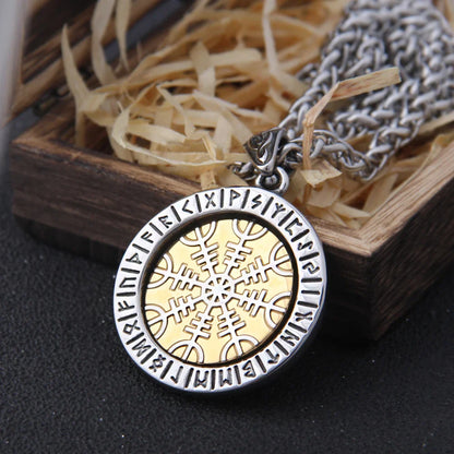 Helm of Awe Rotating Pendant Necklace 316L Stainless Steel Gift