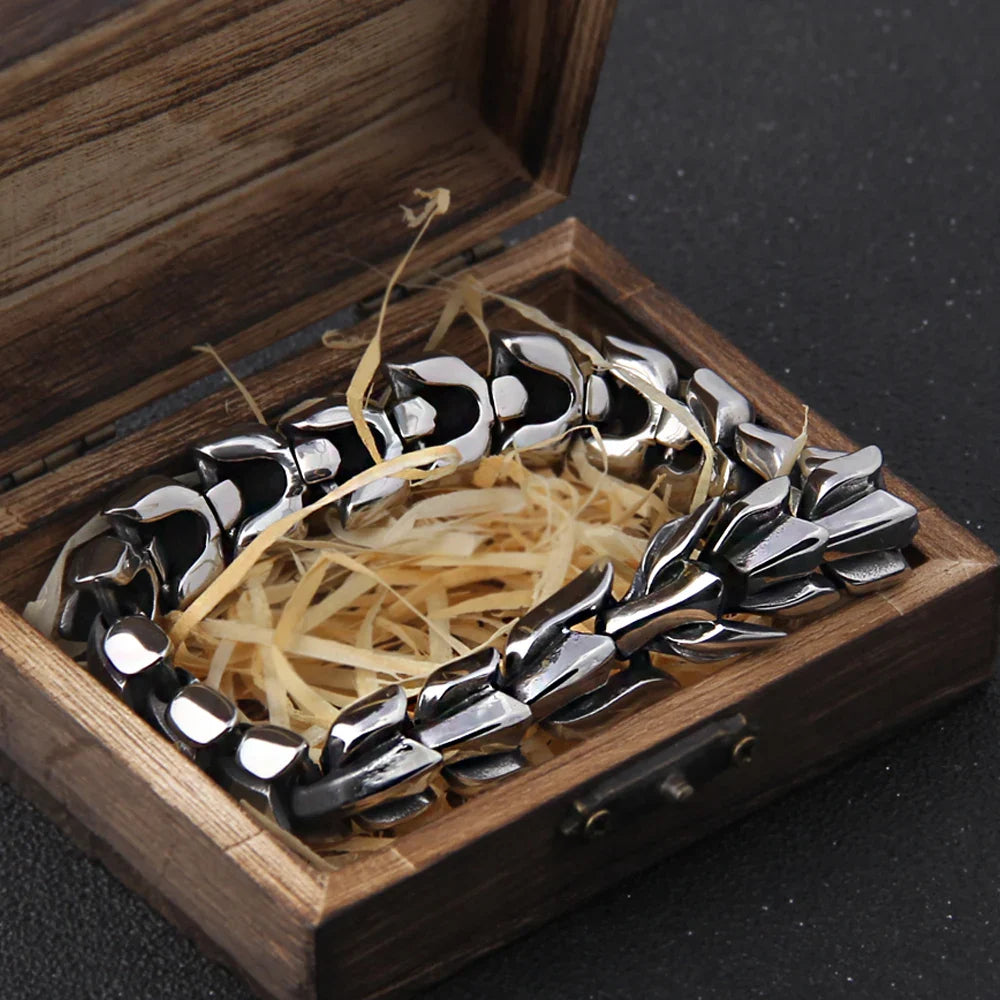 World Serpent Viking Bracelet 316L Stainless Steel Cuff Premium Gift