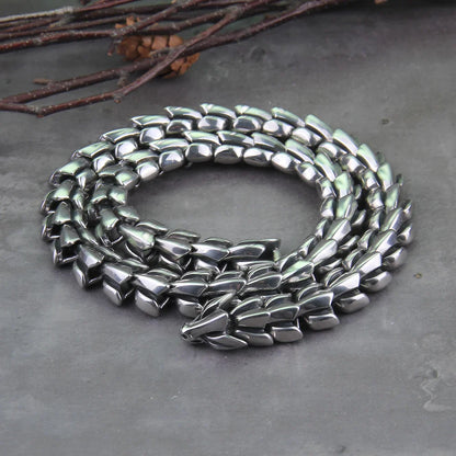 World Serpent 316L Stainless Steel Norse Necklace Protective Statement Chain