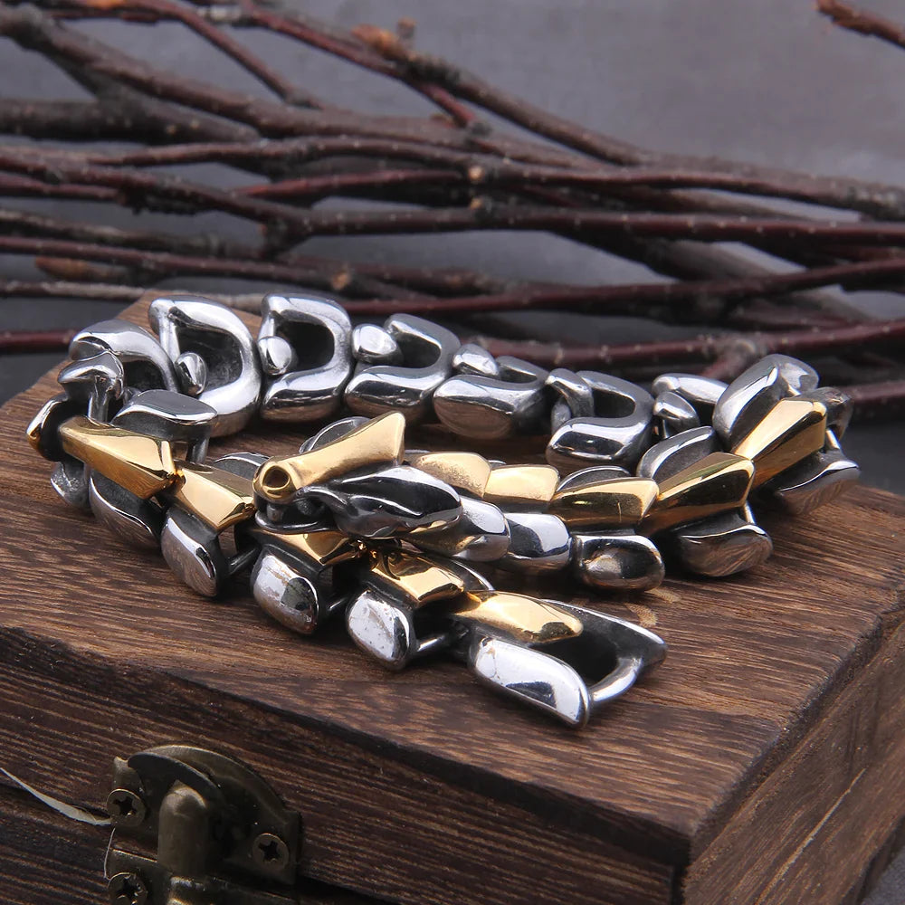 World Serpent Viking Bracelet 316L Stainless Steel Cuff Premium Gift