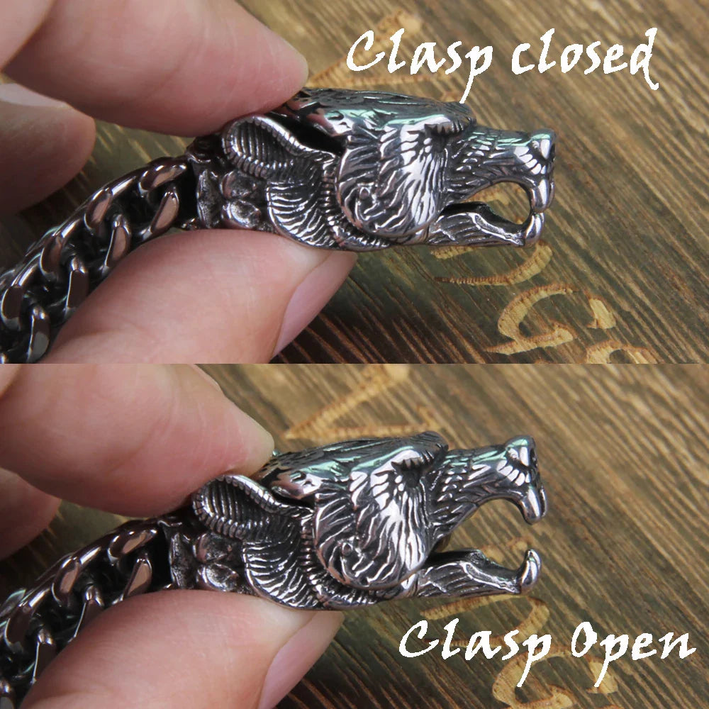 Viking Valor Spirit Animal Rugged Stainless Steel Bracelet with Box