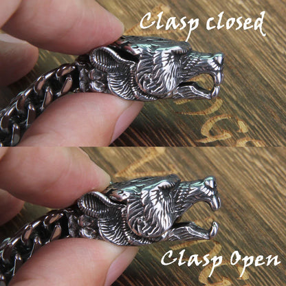 Viking Valor Spirit Animal Rugged Stainless Steel Bracelet with Box