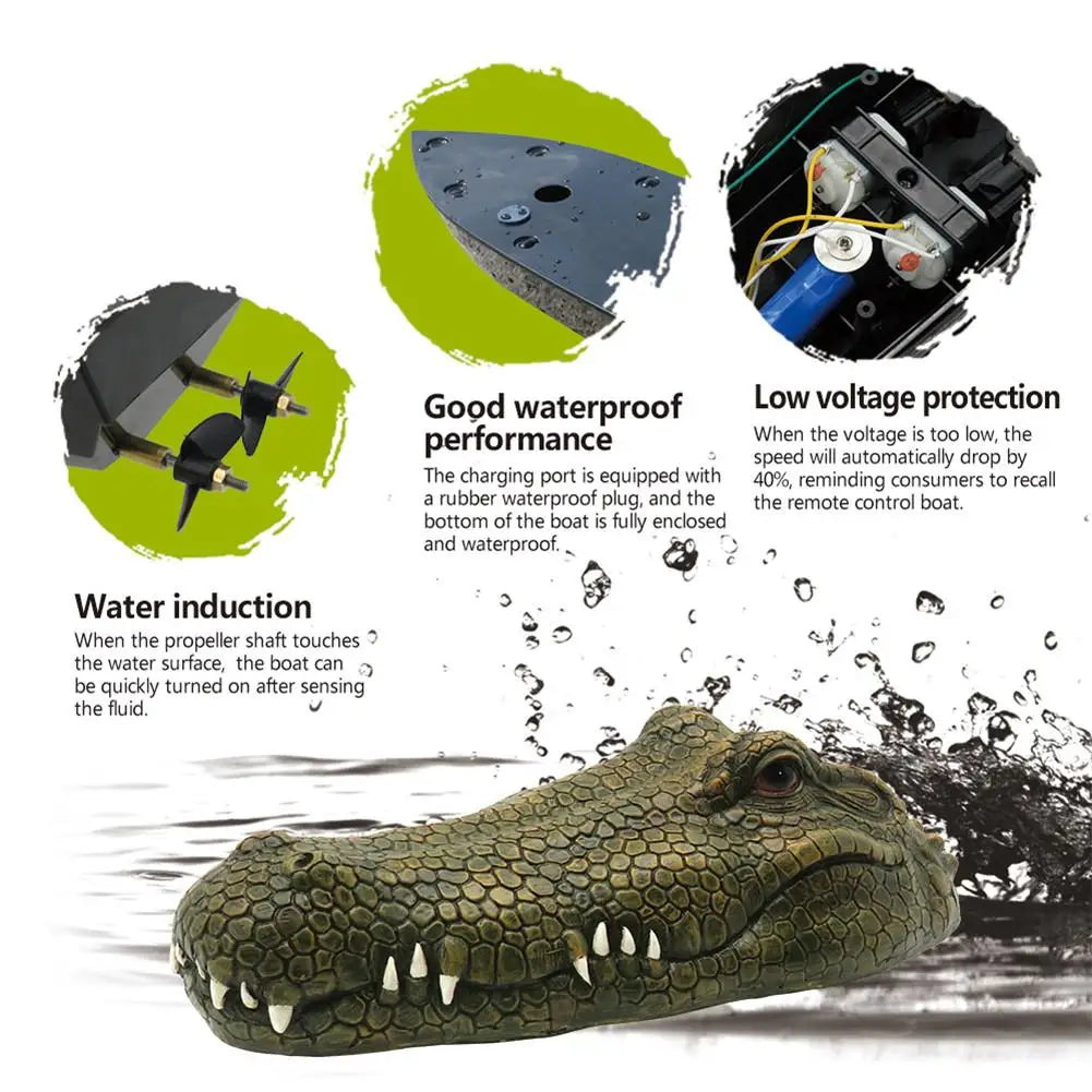 Barco RC HOSHI Flytec V002 Cabeza de Cocodrilo 2.4G Alta Velocidad 15km/h Impermeable