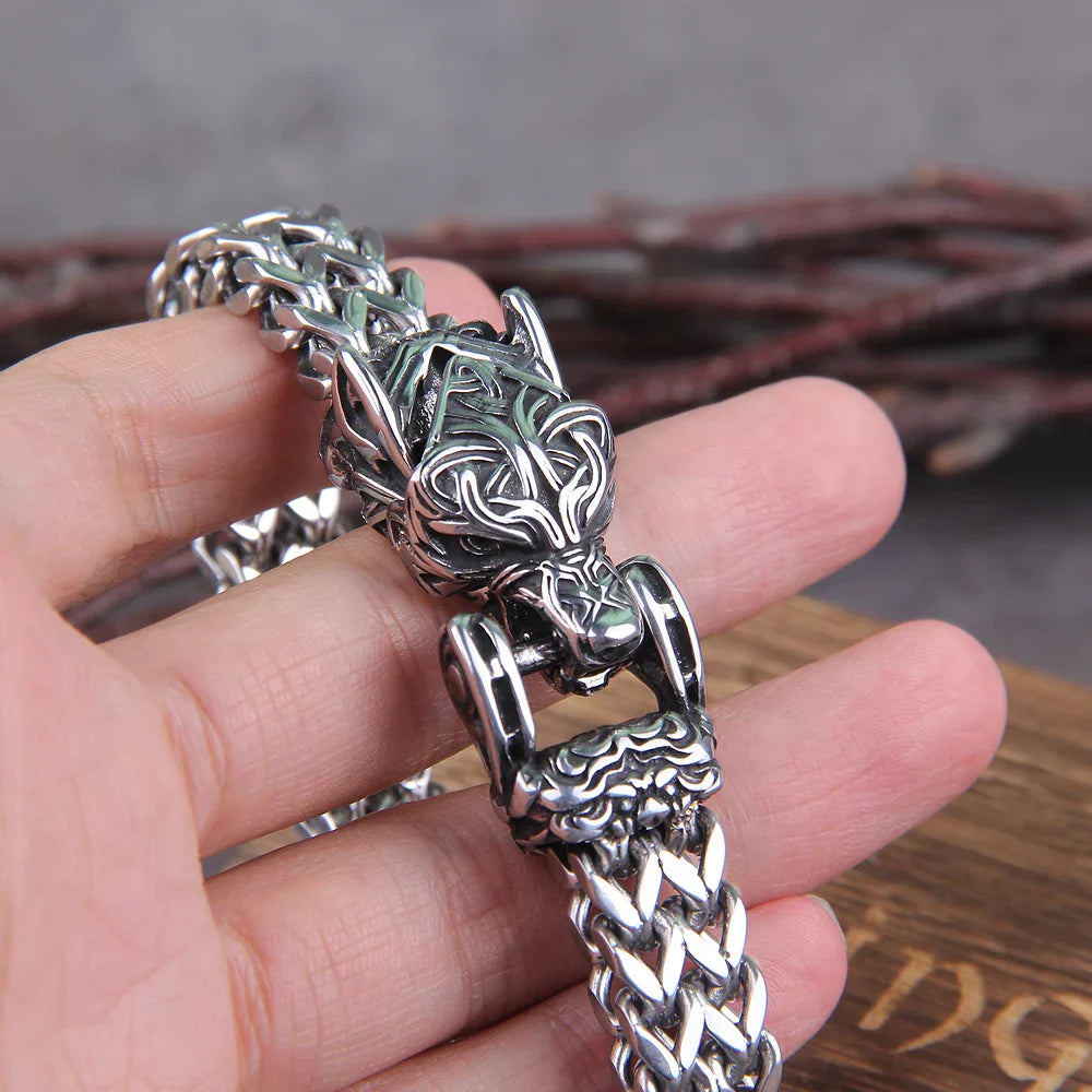Viking Valor Spirit Animal Rugged Stainless Steel Bracelet with Box