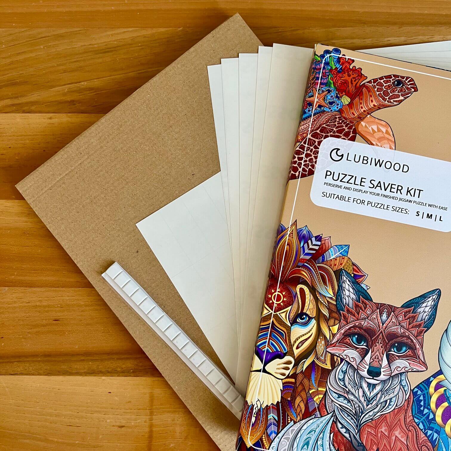 Kit Conservador Rompecabezas Lubiwood: Pegamento, Adhesivos, Cartones para Exhibir Obras