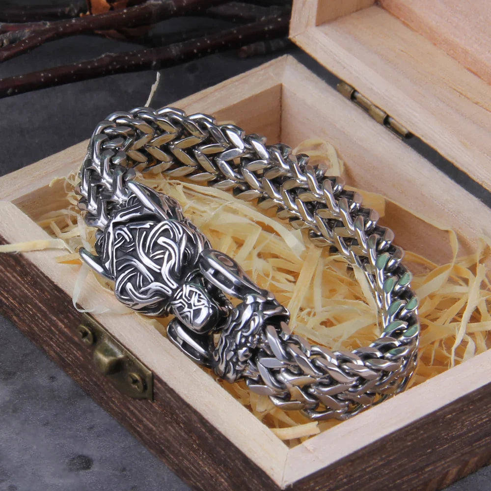 Viking Valor Spirit Animal Rugged Stainless Steel Bracelet with Box