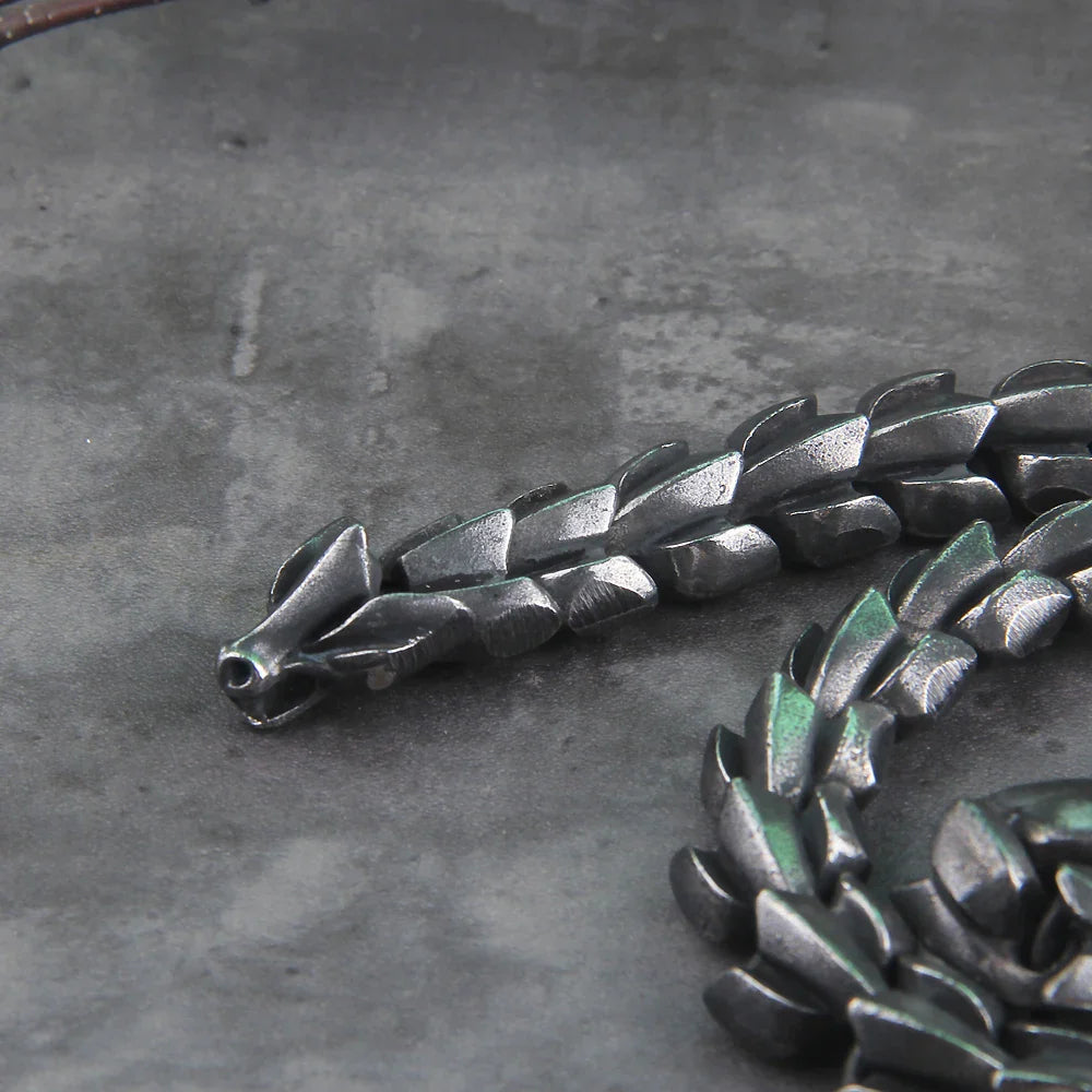 World Serpent 316L Stainless Steel Norse Necklace Protective Statement Chain