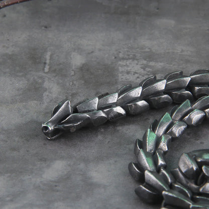 World Serpent 316L Stainless Steel Norse Necklace Protective Statement Chain