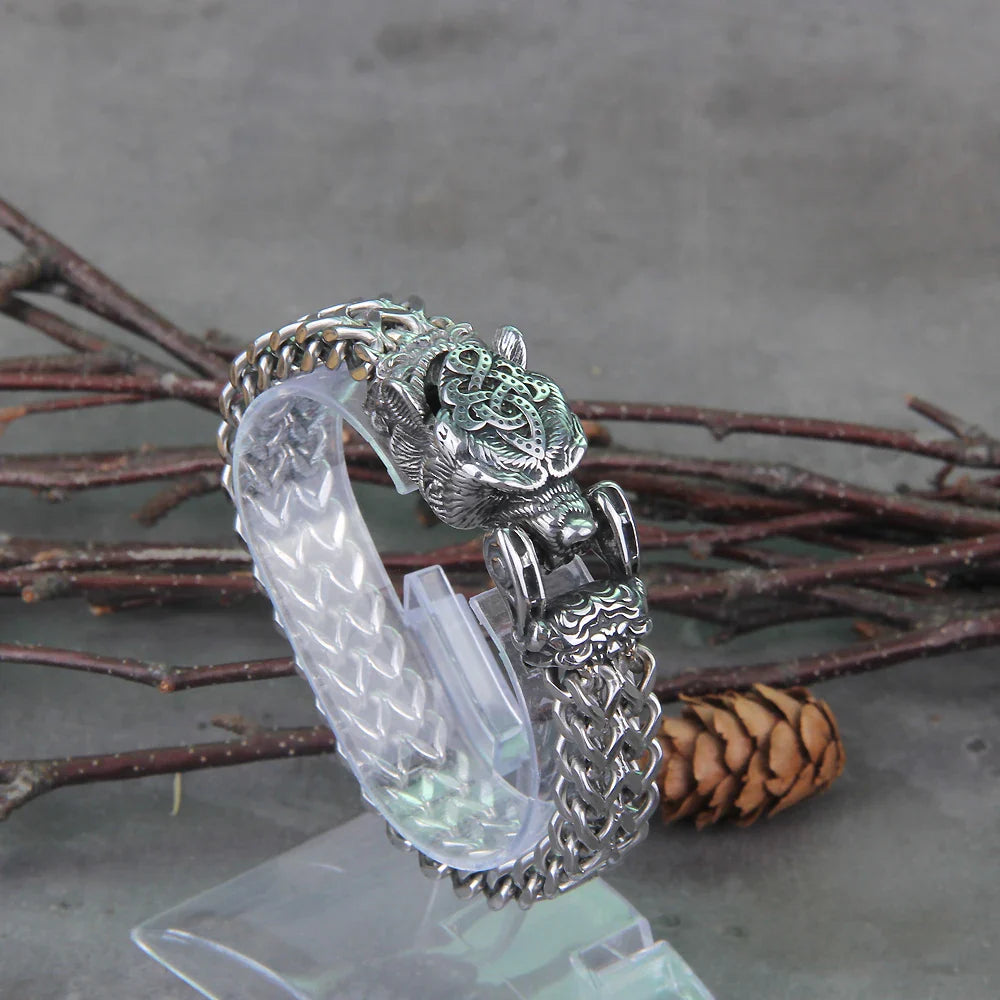 Viking Valor Spirit Animal Rugged Stainless Steel Bracelet with Box