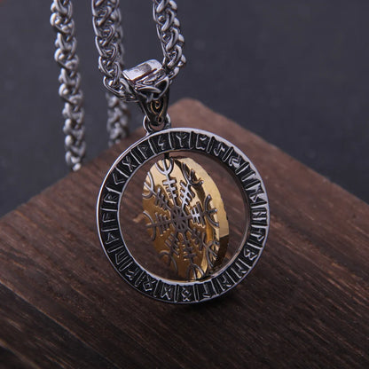 Helm of Awe Rotating Pendant Necklace 316L Stainless Steel Gift