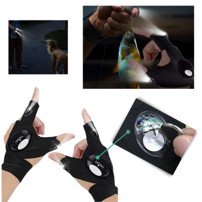 Waterproof LED Light Gloves with Battery-Powered Hands-Free Illumination