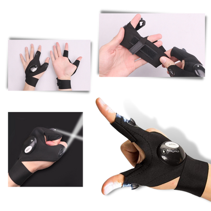 Waterproof LED Light Gloves with Battery-Powered Hands-Free Illumination