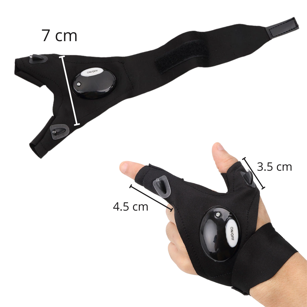 Waterproof LED Light Gloves with Battery-Powered Hands-Free Illumination