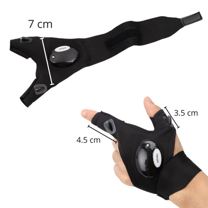 Waterproof LED Light Gloves with Battery-Powered Hands-Free Illumination