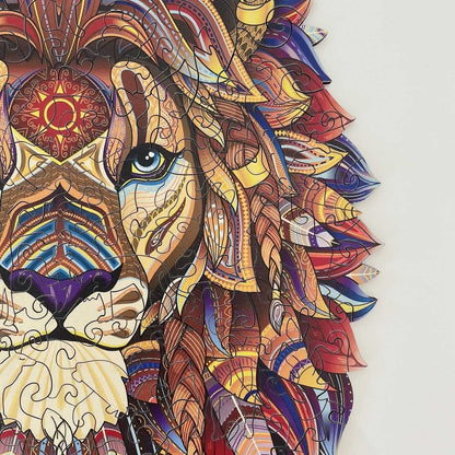 Rompecabezas de Madera León Poderoso: Arte Único, Desafío Divertido, Decoración