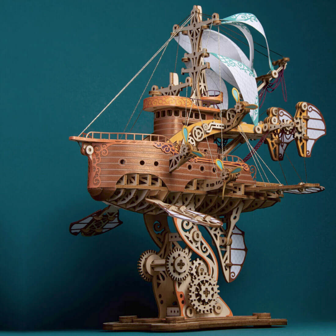 Estrelik™ | Steampunk Fantasy Airship 3D Wooden Puzzle Model