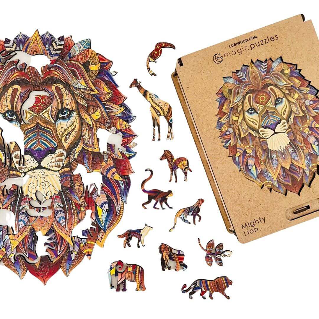 Rompecabezas de Madera 'León Poderoso' Lubiwood: Arte Único, Desafío Cautivador