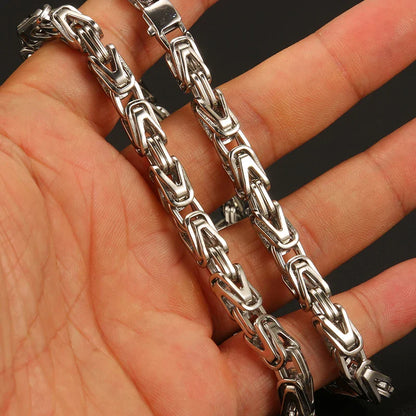 Byzantine Stainless Steel Wolf Claw Necklace 6.5mm Heavy-Duty Chain