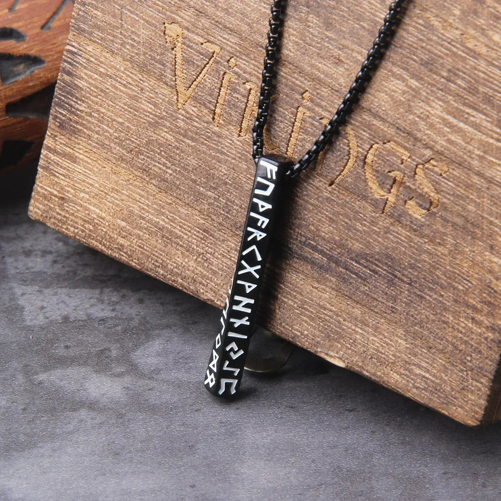 Viking Rune Stainless Steel Pendant Necklace with Chain Gift Box