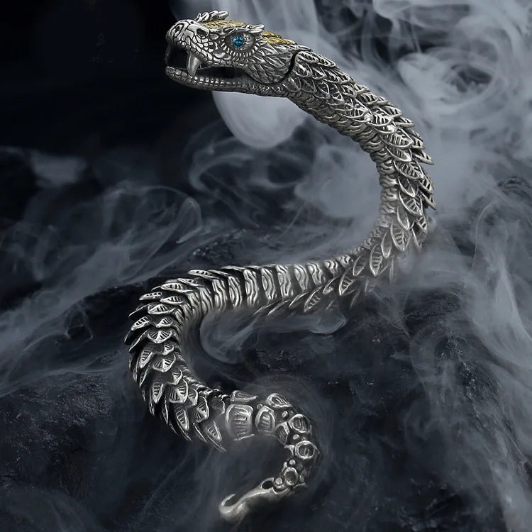 Enchanted Jormungandr 316L Stainless Steel Norse Serpent Bracelet With Box
