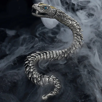 Enchanted Jormungandr 316L Stainless Steel Norse Serpent Bracelet With Box