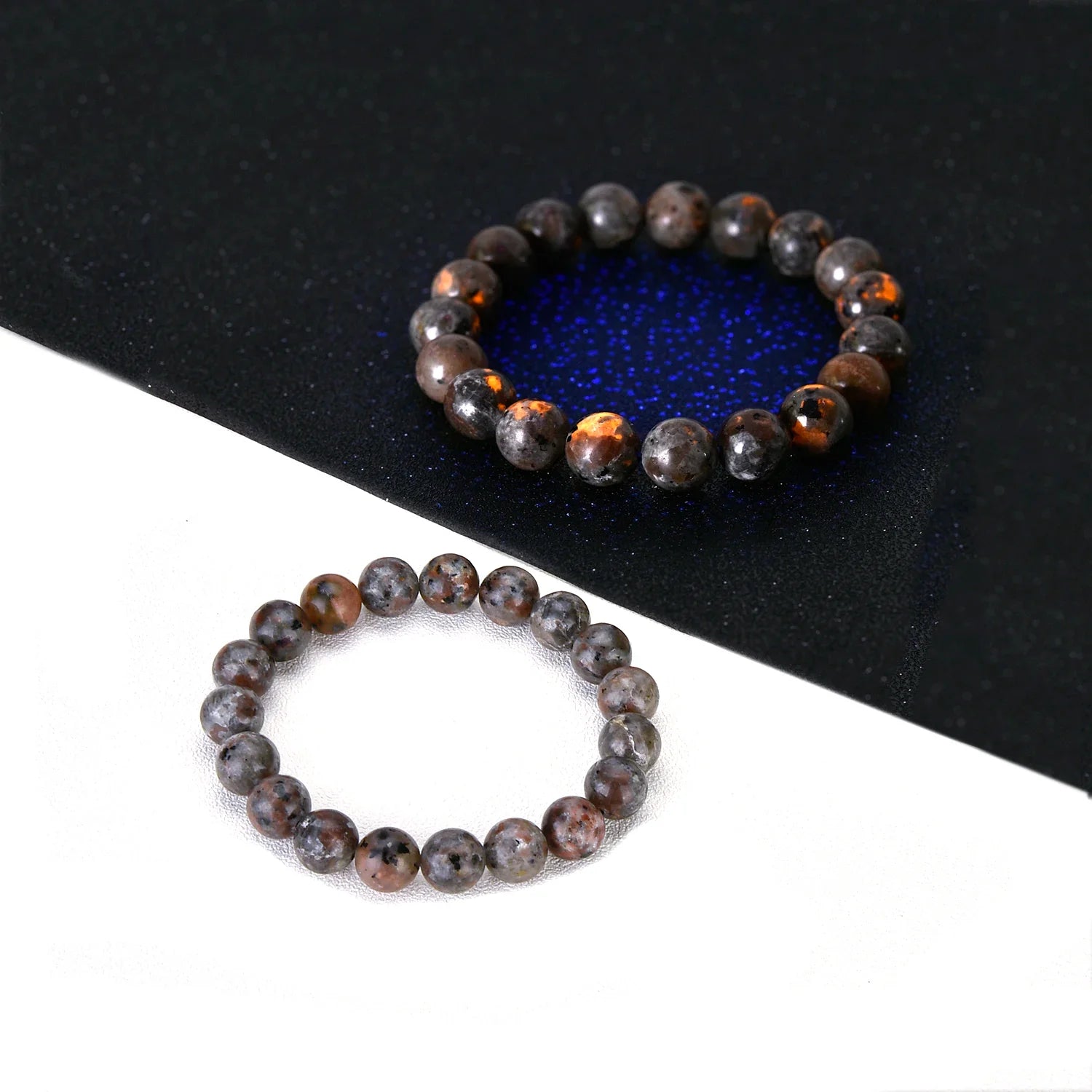 Genuine Yooperlite Firestone Stretch Bead Bracelet – UV Reactive Stone