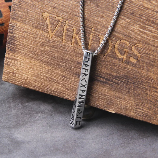 Viking Rune Stainless Steel Pendant Necklace with Chain Gift Box