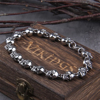 Premium Stainless Steel Skull Bracelet Viking-Inspired Bold Men's Wristband