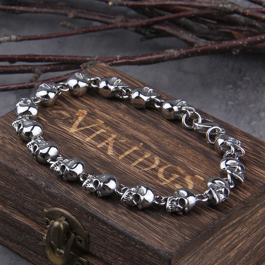 Premium Stainless Steel Skull Bracelet Viking-Inspired Bold Men's Wristband