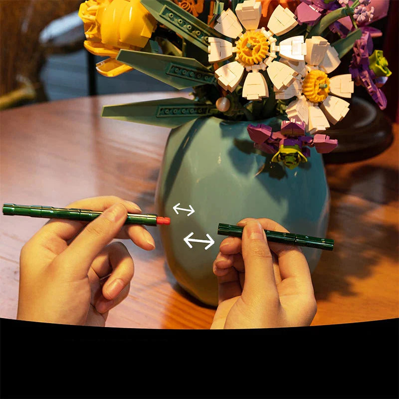 Romantic Bouquet Building Block Diy Artificial Flower Building Bricks Toy Bouquet Decoration Girls Adults Kids Anniversary Gifts