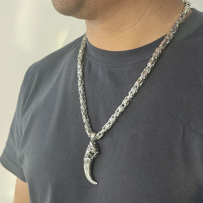 Byzantine Stainless Steel Wolf Claw Necklace 6.5mm Heavy-Duty Chain