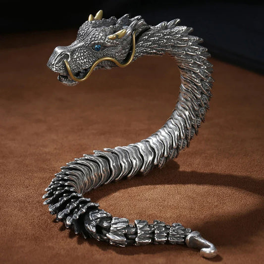 Viking Wild Dragon Copper Bracelet with Gold Accent Detailing