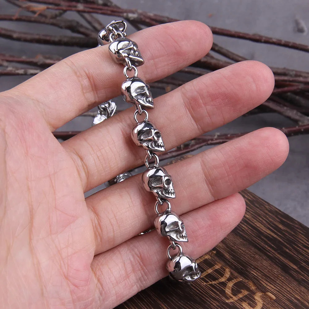 Premium Stainless Steel Skull Bracelet Viking-Inspired Bold Men's Wristband