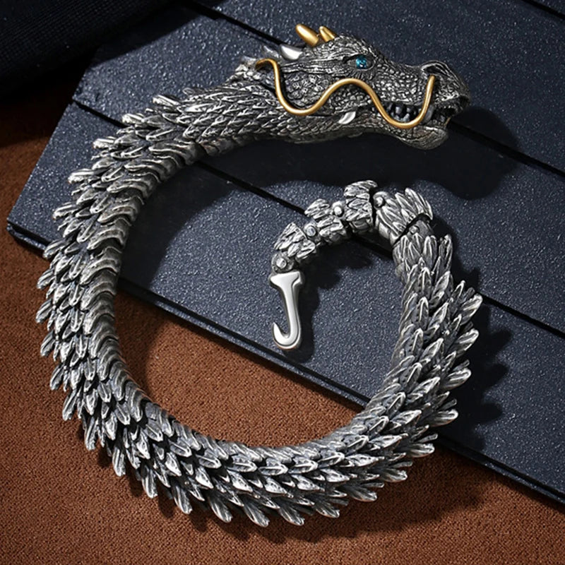 Viking Wild Dragon Copper Bracelet with Gold Accent Detailing