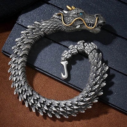 Viking Wild Dragon Copper Bracelet with Gold Accent Detailing