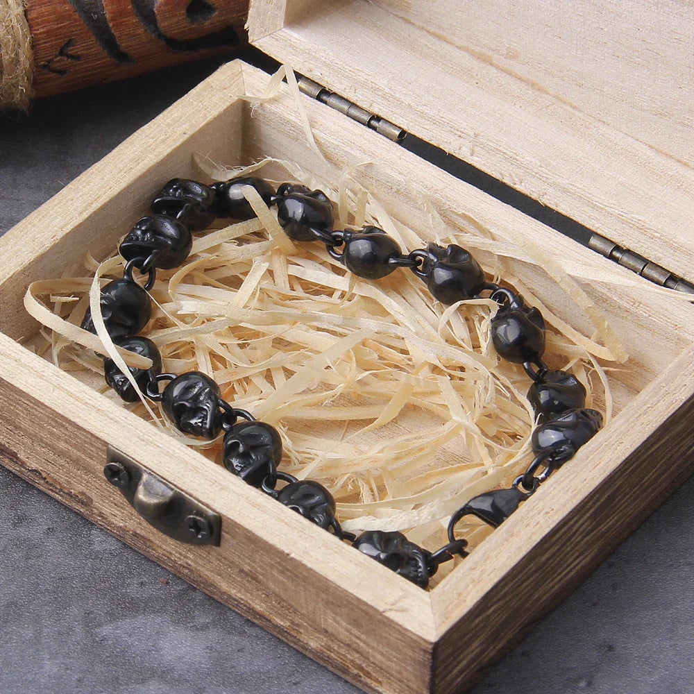 Premium Stainless Steel Skull Bracelet Viking-Inspired Bold Men's Wristband
