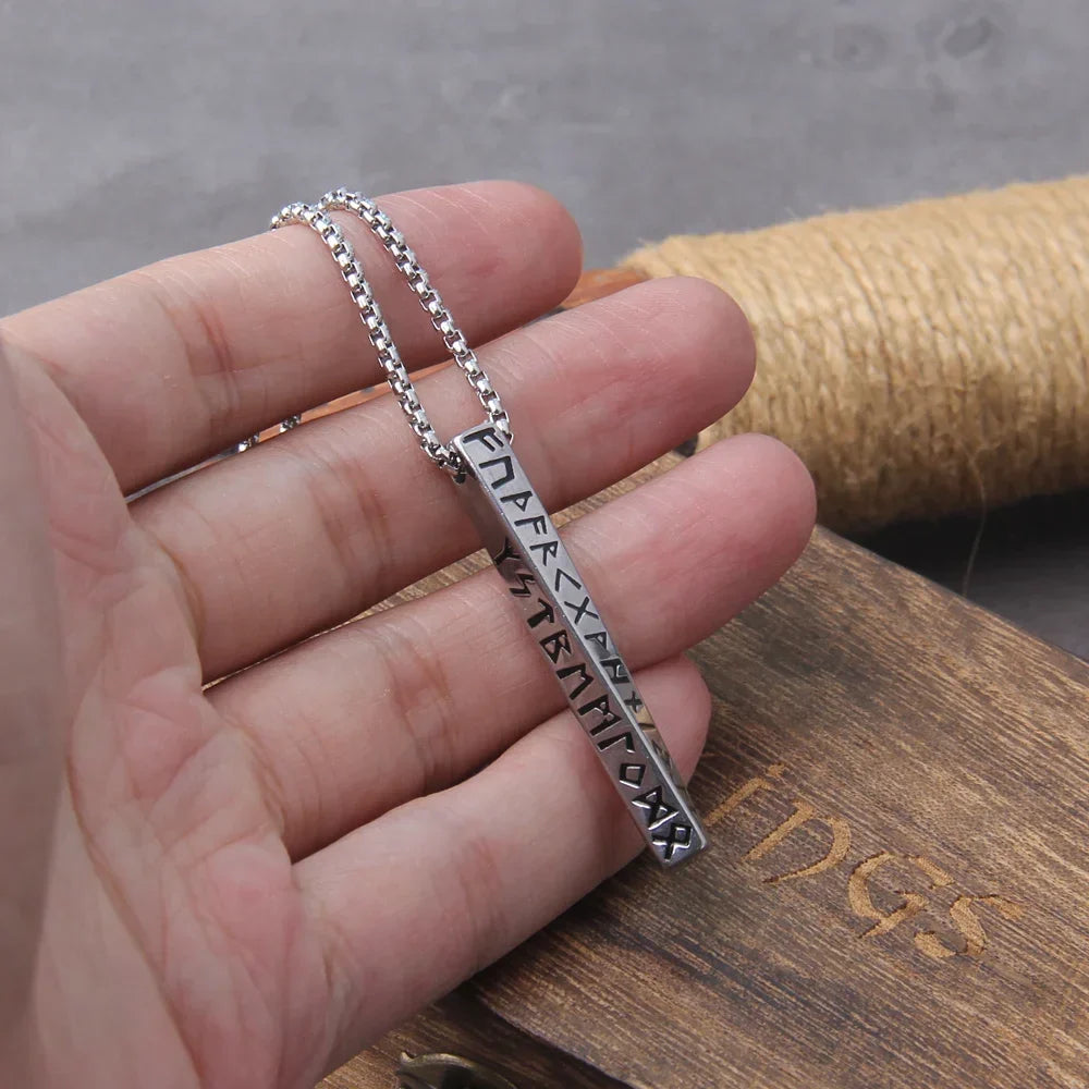 Viking Rune Stainless Steel Pendant Necklace with Chain Gift Box