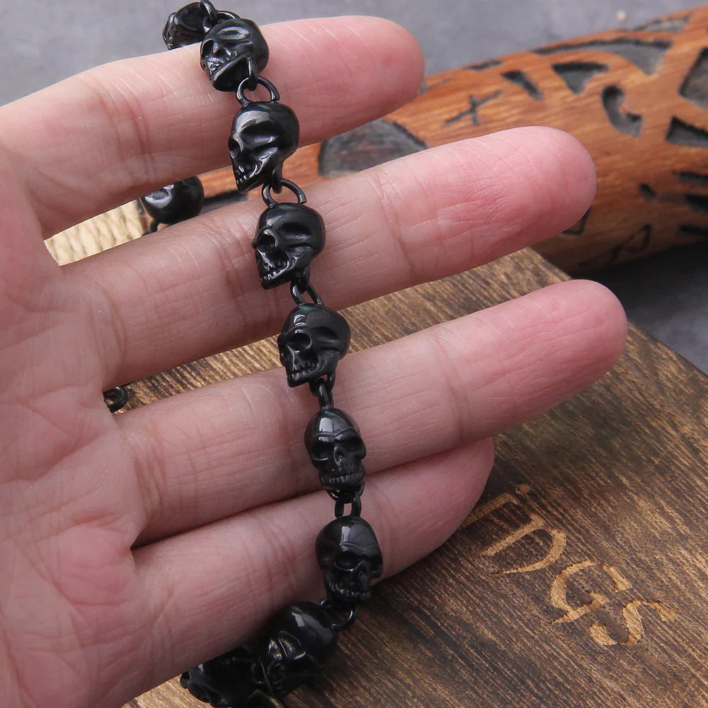 Premium Stainless Steel Skull Bracelet Viking-Inspired Bold Men's Wristband