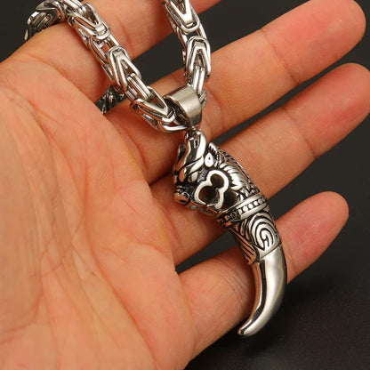Byzantine Stainless Steel Wolf Claw Necklace 6.5mm Heavy-Duty Chain