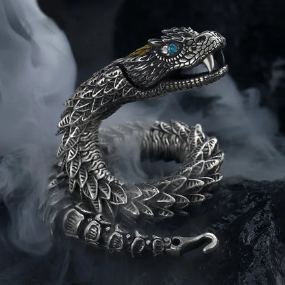 Enchanted Jormungandr 316L Stainless Steel Norse Serpent Bracelet With Box