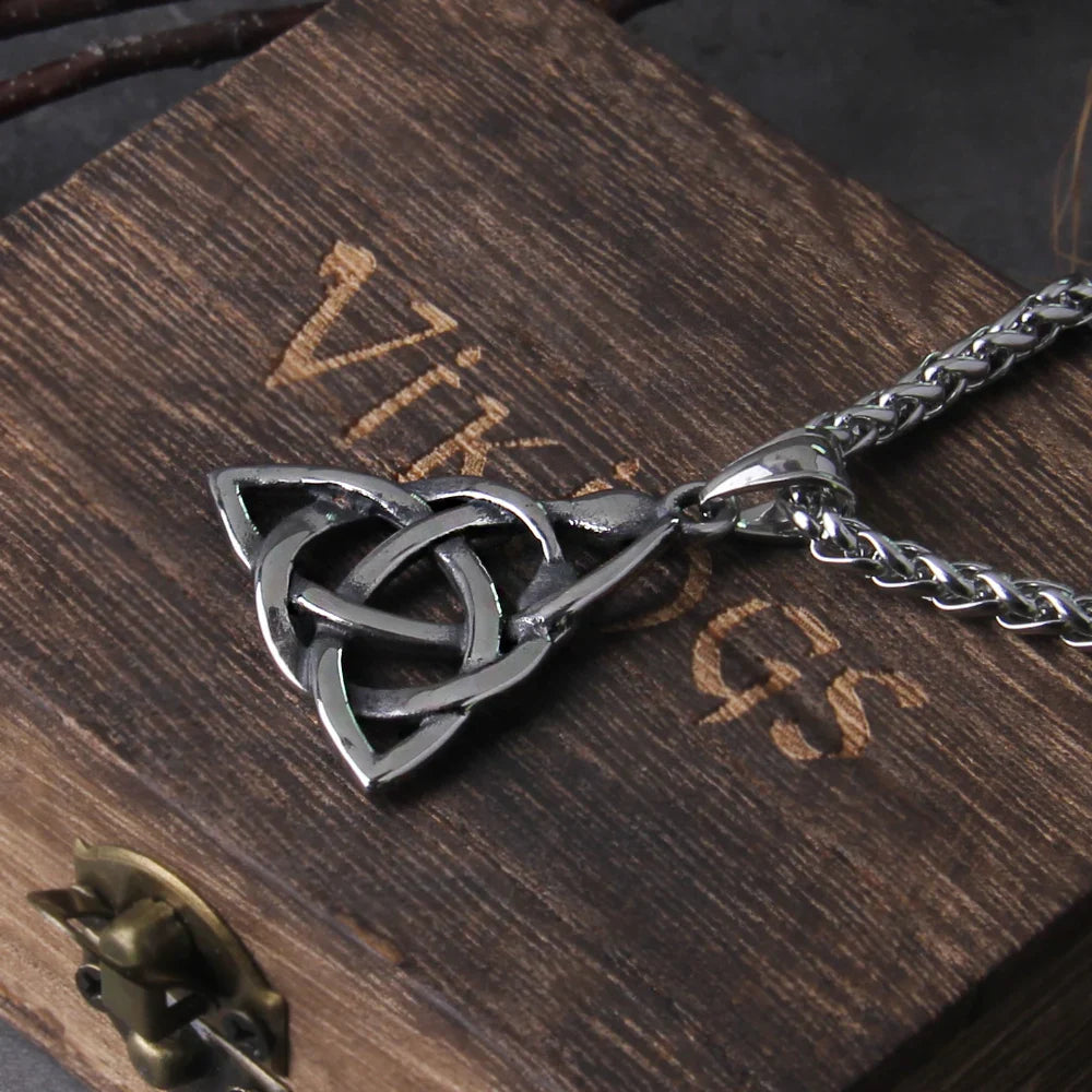 Stainless Steel Celtic Knot Serpent Pendant Necklace with Durable Chain