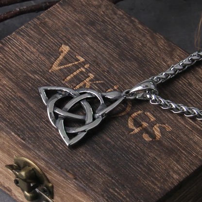 Stainless Steel Celtic Knot Serpent Pendant Necklace with Durable Chain